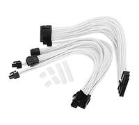 Kit de Cables de Extensión 18AWG, Completo con Cable Sleeved Color Blanco, 30 cm - Diseño Ultra, Material Nylon Duradero, Ideal para Suministro de Energía y Ordenadores