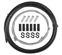 Kit de Cables y Carcasa de Cambio de Bicicleta Fangehong, 2.5m Manguera de Plástico, Cable de Freno de Bicicleta Delantero y Trasero con Tapa, Negro