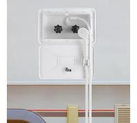 Kit de caja de ducha al aire libre, caja de ducha exterior con RV, caja de ducha con cremallera con manguera de 4,92 pies de largo, ducha con cremallera para barco, caravana, caravana, grifo exterior,