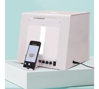 Kit de caja de luz para fotografía de joyería con 4 luces de relleno, tocadiscos regulables de 360 grados, caja de luz para joyas, cosméticos, manualidades