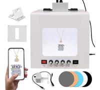 Kit de caja de luz para fotografía de joyería con plato giratorio ajustable, control de velocidad y ajuste de temperatura de color para piedras preciosas, ideal para fotos profesionales
