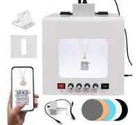 Kit de caja de luz para fotografía de joyería con tocadiscos ajustable, configuración de estudio fotográfico premium para impresionantes imágenes de piedras preciosas con velocidad y temperatura de