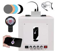 Kit de caja de luz portátil para estudio fotográfico con función giratoria de 360°, 4 luces de relleno ajustables, mini caja de luz de fotografía para joyas, colgar o colocar soporte