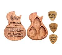 Kit de Caja de Pas de Guitarra de Madera con 3 Pas, Contenedor de Grabadas, Regalo Ideal para Amantes de la Guitarra, Cumpleaos, Navidad, Da del Padre (1