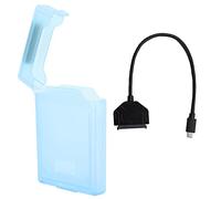 Kit de caja de protección de adaptador de disco duro SATA tipo C USB3.0 HDD SSD de 2,5 pulgadas Accesorio para computadora portátil Alta velocidad 6 Gbps Plug and Play con (Azul)
