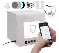 Kit De Caja Para Fotografía De Joyas - Giratorio Eléctrico De 360°, Se Puede Colgar O Colocar, 4 Luces De Relleno Con Brillo Ajustable, Mini Softbox Profesional Para Estudio Fotográfico(20CM)