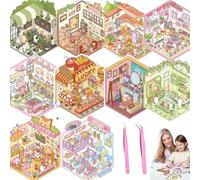Kit de calcomanías 3D para casa, no tóxicas y seguras, terapia de escena en miniatura 3D para niños y adultos, escenas de calcomanías para aliviar el estrés con pinzas, divertido y reutilizable, kit