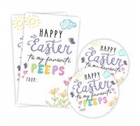 Kit de calcomanías de Pascua feliz - Feliz Pascua a mis amigos favoritos - 20 etiquetas redondas de sellado y 20 etiquetas de regalo - Juego de calcomanías de envoltura de regalo estilo pinturas de