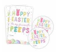 Kit de calcomanías Happy Easter - Feliz Pascua a mis amigos favoritos - 20 etiquetas redondas de sellado y 20 etiquetas de regalo - Juego de calcomanías adhesivas coloridas para envolver regalos para