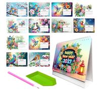 Kit de calendario de escritorio con diamantes de imitación 2027, planificador mensual con herramientas completas de manualidades, organizador de arte de gemas de mesa, calendario para decoración del