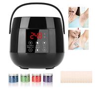 Kit de Calentador De Cera Depilatoria, Fundidor Caliente Parafina Depilatoria Aparato con LCD + 4 x 100g Cera Depilatoria + 20 Pcs Palo de Aplicador de Cera