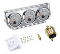 Kit de calibrador de coche 3 en 1 de 52 mm para presión de aceite, temperatura y voltaje del agua, retroiluminación LED cromada para esfera, 0-7 bar, 40-120 °C, 8-16 V, para coches y motocicletas de