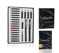 Kit de Caligrafia 25 piezas Perfecto para Iniciación y principiantes, Incluye 2x Plumas, 5x Plumines 1 Conversor de émbolo 20 páginas de 80grs A5 para caligrafía 16 cartuchos Caja y manual 51CH067