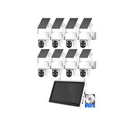 Kit de cámara de Seguridad de energía Solar WiFi inalámbrica de 8 Canales con Monitor NVR, Sistema de cámaras de vigilancia Solar de 4MP con detección de Movimiento, con Disco Duro 2T