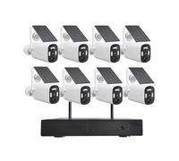Kit de cámara de seguridad solar de 8 canales para exteriores con 8 cámaras, sistema NVR de vigilancia solar WiFi inalámbrico de 4 MP con visión nocturna a color, audio bidireccional, detección de