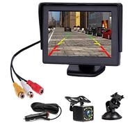 Kit de Cámara Marcha Atrás para Coche, Cámara de Visión Trasera de 4,3 ", Kit de Monitor con 12 LED IR de Visión Nocturna, Cámara de Marcha Atrás Impermeable para Furgonetas, SUV, Camionetas, Camiones