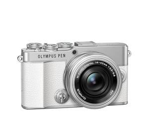 Kit de cámara Olympus Pen E-P7 Blanca, Sensor de 20 MP, LCD de Alta definición abatible, 4K, Wi-Fi, Control de Perfil Monocromo y del Color, Incluye M.Zuiko Digital ED 14-42 mm EZ Plata