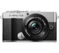 Kit de cámara Olympus Pen E-P7 Plata, Sensor de 20 MP, LCD de Alta definición abatible, 4K, Wi-Fi, Control de Perfil Monocromo y del Color. Incluye M.Zuiko Digital ED 14-42 mm EZ Negro