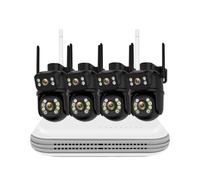 Kit de cámara PTZ WiFi de 8 MP, cámara IP de Doble Lente, Sistema de cámara CCTV de 8 Canales for Exteriores con visión Nocturna NVR for casa Inteligente(1T,NVR with 4PCS Camera_US Plug)