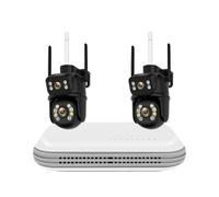Kit de cámara PTZ WiFi de 8 MP, cámara IP de Doble Lente, Sistema de cámara CCTV de 8 Canales for Exteriores con visión Nocturna NVR for casa Inteligente(None,NVR with 2PCS Camera_UK Plug)