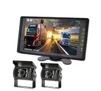 Kit de cámara visión Trasera Marcha atrás, Monitor grabación Dividido 9 Pulgadas con Respaldo 1080P for camión(2 Cameras-10m-10m)