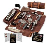 Kit de camarero viajero, juego de coctelera de 24 piezas con bolsa de lona encerada