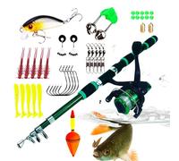 Kit de caña de - 1.8m Conjunto de Postes de señuelo telescópico | Combinación de Agua Dulce de Agua Salada de Carrete Giratorio | Kit de Equipo de portátil para Hombres, mar, Lago, Viaje a