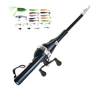 Kit de caña de pescar plegable, caña de pescar telescópica, aparejo de aleación portátil, herramientas compactas telescópicas, juego de aparejos de viaje ligeros con estuche de almacenamiento, mejora