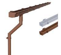 Kit de canalón INEFA PVC, DN83 83mm canalón cuadrado 6m marrón, para caseta de jardín cochera terraza, un lado de tejado, canalón de plástico, ideal para pabellón | Canalón y bajante de PVC U para un lado del techo en el cobertizo, garaje, terraza y cenador, incluye accesorios de montaje