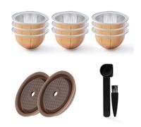 Kit de cápsulas Vertuo reutilizable - 2 discos + 9 cápsulas (80/150/230ml) con tapas de silicona - Compatible con Nespresso VertuoLine, recargable