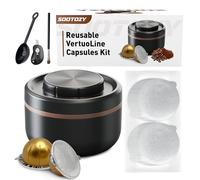 Kit de cápsulas Vertuo reutilizables para Nespresso, cápsula Vertuo reutilizable para Nespresso con 100 tapas de sellado de aluminio AL, cápsulas de café recargables para VertuoLine compatibles con