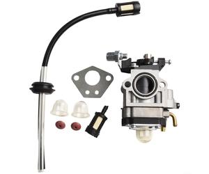 Kit de carburador con junta, bomba de cebado, manguera de filtro de combustible y válvulas para motores de desbrozadora de 52 cc, 49 cc y 43 cc con espacio entre agujeros de fijación de 31 mm para un