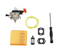 Kit de carburador de recortadora 41801200615 con filtro de aire y filtro de combustible compatible con desbrozadora FS89 FS91 FS111 FC91 KM91R KM111R HT102 HT103 y podadora de poste