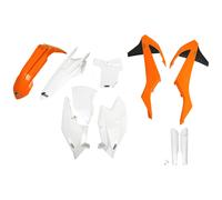 Kit de carenado UFO PLAST 10 piezas con protector horquilla blanco/naranja/negro
