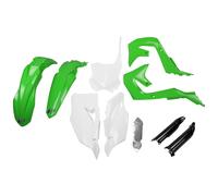 Kit de carenado UFO PLAST 9 piezas con protector de horquilla verde/blanco/negro