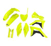Kit de carenado UFO PLAST de 11 piezas con protector de horquilla amarillo neón