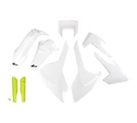 Kit de carenado UFO PLAST de 9 piezas con protector de horquilla blanco/amarillo