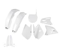Kit de carenado UFO PLAST de 9 piezas con protector de horquilla blanco OEM