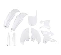 Kit de carenado UFO PLAST de 9 piezas con protector de horquilla blanco OEM