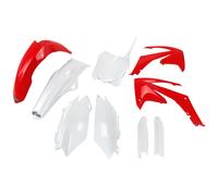 Kit de carenado UFO PLAST de 9 piezas con protector de horquilla rojo/blanco