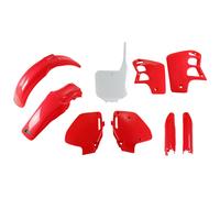 Kit de carenado UFO PLAST de 9 piezas con protector de horquilla rojo/blanco