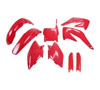 Kit de carenado UFO PLAST de 9 piezas con protector de horquilla rojo OEM 00-26
