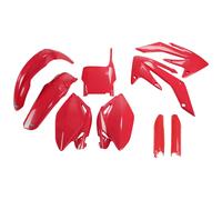 Kit de carenado UFO PLAST de 9 piezas con protector de horquilla rojo OEM 00-26