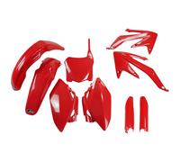 Kit de carenado UFO PLAST de 9 piezas con protector de horquilla rojo OEM 00-26