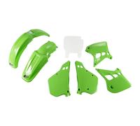 Kit de carenado UFO PLAST de 9 piezas con protector de horquilla verde/blanco