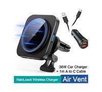 (Kit de carga) Cargador inalámbrico para coche ESR HaloLock compatible con el cargador para coche MagSafe