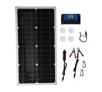 Kit de Cargador de Batería de Panel Solar, Módulo Fotovoltaico Monocristalino de 12 V, 24 V, 25 W con Cable de Extensión de Controlador de Carga de 30 A, Kit de Cargador Solar Portátil Fuera de la Red