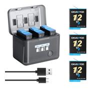 Kit de cargador de batería para GoPro Hero 12 11 10 9 negro, paquete de 3 baterías de repuesto de 2000 mAh con funda de triple carga, cable de carga tipo C