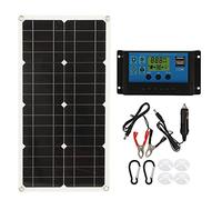 Kit de Cargador de Batería Solar, Panel Solar de 25 W IP65 Impermeable 12 V 24 V Protección Adaptable de Sobrecarga de Alta Potencia para Remolque de Barco de Coche RV (10A)