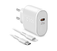 Kit de Cargador de Viaje SBS 1xUSB Tipo C PD 20W Blanco